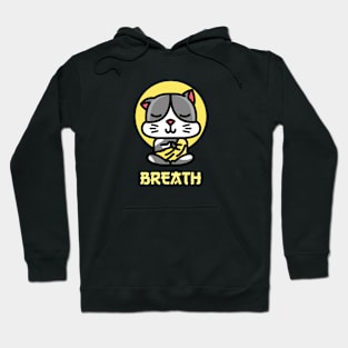 Breath, Cat/Yoga Design Hoodie